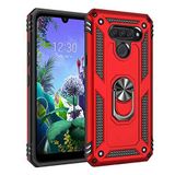 Aksesuarcim LG K50 ile Uyumlu Kılıf Silikon Yüzük Standlı Araç Tutucu için Mıknatıslı Darbe Karşı Dayanıklı Koruma Tank İnce Kap Vega Kırmızı