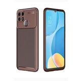 Aksesuarcim Oppo A15 ile Uyumlu Kılıf Silikon İnce Karbon Lüx Parmak İzi Yapmayan Tarz Kapak Kahverengi