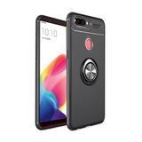 Aksesuarcim Oppo AX7 Kılıf Silikon Mıknatıs Yüzüklü Standlı Kapak Rave Siyah