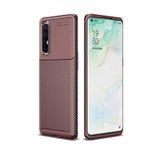 Aksesuarcim Oppo Reno 3 Pro 5G ile Uyumlu Kılıf Silikon İnce Karbon Lüx Parmak İzi Yapmayan Tarz Kapak Kahverengi