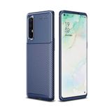 Aksesuarcim Oppo Reno 3 Pro 5G ile Uyumlu Kılıf Silikon İnce Karbon Lüx Parmak İzi Yapmayan Tarz Kapak Lacivert