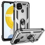 Aksesuarcim Realme C21 ile Uyumlu Kılıf Silikon Yüzük Standlı Araç Tutucu için Mıknatıslı Darbe Karşı Dayanıklı Koruma Tank İnce Kap Vega Gri