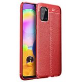 Aksesuarcim Samsung Galaxy A02S ile Uyumlu Kılıf Silikon Deri Görünümlü Esnek Kamera Lens Korumalı Parmak İzi Bırakmayan Mat İnce Kapak Niss Kırmızı