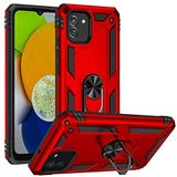 Aksesuarcim Samsung Galaxy A03 ile Uyumlu Kılıf Silikon Yüzük Standlı Araç Tutucu için Mıknatıslı Darbe Karşı Dayanıklı Koruma Tank İnce Kap Vega Kırmızı