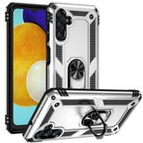 Aksesuarcim Samsung Galaxy A04S ile Uyumlu Kılıf Silikon Yüzük Standlı Araç Tutucu için Mıknatıslı Darbe Karşı Dayanıklı Koruma Tank İnce Kap Vega Gri