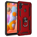 Aksesuarcim Samsung Galaxy A11 ile Uyumlu Kılıf Silikon Yüzük Standlı Araç Tutucu için Mıknatıslı Darbe Karşı Dayanıklı Koruma Tank İnce Kap Vega Kırmızı