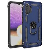 Aksesuarcim Samsung Galaxy A13 4G ile Uyumlu Kılıf Silikon Yüzük Standlı Araç Tutucu için Mıknatıslı Darbe Karşı Dayanıklı Koruma Tank İnce Kap Vega Lacivert