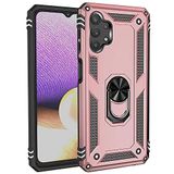 Aksesuarcim Samsung Galaxy A13 4G ile Uyumlu Kılıf Silikon Yüzük Standlı Araç Tutucu için Mıknatıslı Darbe Karşı Dayanıklı Koruma Tank İnce Kap Vega Rose Gold