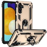 Aksesuarcim Samsung Galaxy A13 5G ile Uyumlu Kılıf Silikon Yüzük Standlı Araç Tutucu için Mıknatıslı Darbe Karşı Dayanıklı Koruma Tank İnce Kap Vega Altın