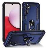 Aksesuarcim Samsung Galaxy A14 ile Uyumlu Kılıf Silikon Yüzük Standlı Araç Tutucu için Mıknatıslı Darbe Karşı Dayanıklı Koruma Tank İnce Kap Vega Lacivert