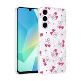 Aksesuarcim Samsung Galaxy A14 ile Uyumlu Kılıfı Şeffaf Desenli Kamera Lens Korumalı İnce Sert Silikon Kapak Klip Kalpli Kiraz