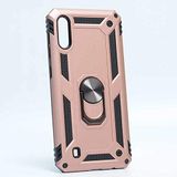 Aksesuarcim Samsung Galaxy A2 Core ile Uyumlu Kılıf Silikon Yüzük Standlı Araç Tutucu için Mıknatıslı Darbe Karşı Dayanıklı Koruma Tank İnce Kap Vega Rose Gold