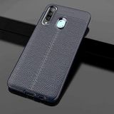 Aksesuarcim Samsung Galaxy A20S ile Uyumlu Kılıf Silikon Deri Görünümlü Esnek Kamera Lens Korumalı Parmak İzi Bırakmayan Mat İnce Kapak Niss Lacivert