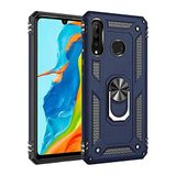 Aksesuarcim Samsung Galaxy A20S ile Uyumlu Kılıf Silikon Yüzük Standlı Araç Tutucu için Mıknatıslı Darbe Karşı Dayanıklı Koruma Tank İnce Kap Vega Lacivert