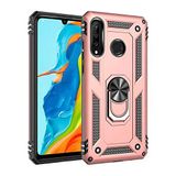 Aksesuarcim Samsung Galaxy A20S ile Uyumlu Kılıf Silikon Yüzük Standlı Araç Tutucu için Mıknatıslı Darbe Karşı Dayanıklı Koruma Tank İnce Kap Vega Rose Gold