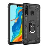 Aksesuarcim Samsung Galaxy A20S ile Uyumlu Kılıf Silikon Yüzük Standlı Araç Tutucu için Mıknatıslı Darbe Karşı Dayanıklı Koruma Tank İnce Kap Vega Siyah
