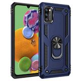 Aksesuarcim Samsung Galaxy A41 ile Uyumlu Kılıf Silikon Yüzük Standlı Araç Tutucu için Mıknatıslı Darbe Karşı Dayanıklı Koruma Tank İnce Kap Vega Lacivert