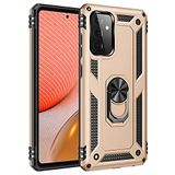 Aksesuarcim Samsung Galaxy A52 ile Uyumlu Kılıf Silikon Yüzük Standlı Araç Tutucu için Mıknatıslı Darbe Karşı Dayanıklı Koruma Tank İnce Kap Vega Altın