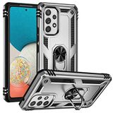 Aksesuarcim Samsung Galaxy A53 5G ile Uyumlu Kılıf Silikon Yüzük Standlı Araç Tutucu için Mıknatıslı Darbe Karşı Dayanıklı Koruma Tank İnce Kap Vega Gri