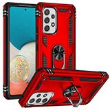 Aksesuarcim Samsung Galaxy A53 5G ile Uyumlu Kılıf Silikon Yüzük Standlı Araç Tutucu için Mıknatıslı Darbe Karşı Dayanıklı Koruma Tank İnce Kap Vega Kırmızı