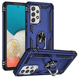 Aksesuarcim Samsung Galaxy A53 5G ile Uyumlu Kılıf Silikon Yüzük Standlı Araç Tutucu için Mıknatıslı Darbe Karşı Dayanıklı Koruma Tank İnce Kap Vega Lacivert