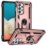 Aksesuarcim Samsung Galaxy A53 5G ile Uyumlu Kılıf Silikon Yüzük Standlı Araç Tutucu için Mıknatıslı Darbe Karşı Dayanıklı Koruma Tank İnce Kap Vega Rose Gold
