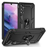 Aksesuarcim Samsung Galaxy A54 ile Uyumlu Kılıf Silikon Yüzük Standlı Araç Tutucu için Mıknatıslı Darbe Karşı Dayanıklı Koruma Tank İnce Kap Vega Siyah