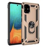 Aksesuarcim Samsung Galaxy A71 ile Uyumlu Kılıf Silikon Yüzük Standlı Araç Tutucu için Mıknatıslı Darbe Karşı Dayanıklı Koruma Tank İnce Kap Vega Altın