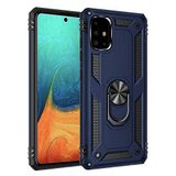 Aksesuarcim Samsung Galaxy A71 ile Uyumlu Kılıf Silikon Yüzük Standlı Araç Tutucu için Mıknatıslı Darbe Karşı Dayanıklı Koruma Tank İnce Kap Vega Lacivert