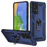 Aksesuarcim Samsung Galaxy A73 ile Uyumlu Kılıf Silikon Yüzük Standlı Araç Tutucu için Mıknatıslı Darbe Karşı Dayanıklı Koruma Tank İnce Kap Vega Lacivert