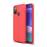 Aksesuarcim Samsung Galaxy A8 Plus 2018 için Kılıf Silikon Deri Görünümlü Kırmızı