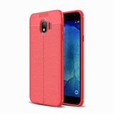 Aksesuarcim Samsung Galaxy J4 ile Uyumlu Kılıf Silikon Deri Görünümlü Esnek Kamera Lens Korumalı Parmak İzi Bırakmayan Mat İnce Kapak Niss Kırmızı