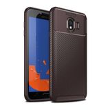 Aksesuarcim Samsung Galaxy J4 ile Uyumlu Kılıf Silikon İnce Karbon Lüx Parmak İzi Yapmayan Tarz Kapak Kahverengi