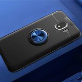 Aksesuarcim Samsung Galaxy J4 Kılıf Silikon Mıknatıs Yüzüklü Standlı Kapak Rave Siyah-Mavi