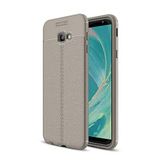 Aksesuarcim Samsung Galaxy J4 Plus ile Uyumlu Kılıf Silikon Deri Görünümlü Esnek Kamera Lens Korumalı Parmak İzi Bırakmayan Mat İnce Kapak Niss Gri
