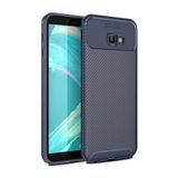 Aksesuarcim Samsung Galaxy J4 Plus ile Uyumlu Kılıf Silikon İnce Karbon Lüx Parmak İzi Yapmayan Tarz Kapak Lacivert