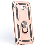 Aksesuarcim Samsung Galaxy J4 Plus ile Uyumlu Kılıf Silikon Yüzük Standlı Araç Tutucu için Mıknatıslı Darbe Karşı Dayanıklı Koruma Tank İnce Kap Vega Rose Gold