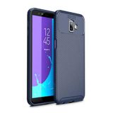 Aksesuarcim Samsung Galaxy J6 Plus ile Uyumlu Kılıf Silikon İnce Karbon Lüx Parmak İzi Yapmayan Tarz Kapak Lacivert