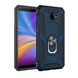 Aksesuarcim Samsung Galaxy J6 Plus ile Uyumlu Kılıf Silikon Yüzük Standlı Araç Tutucu için Mıknatıslı Darbe Karşı Dayanıklı Koruma Tank İnce Kap Vega Lacivert