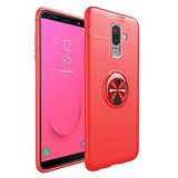 Aksesuarcim Samsung Galaxy J8 Kılıf Silikon Mıknatıs Yüzüklü Standlı Kapak Rave Kırmızı