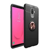 Aksesuarcim Samsung Galaxy J8 Kılıf Silikon Mıknatıs Yüzüklü Standlı Kapak Rave Siyah-Rose Gold