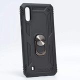 Aksesuarcim Samsung Galaxy M10 ile Uyumlu Kılıf Silikon Yüzük Standlı Araç Tutucu için Mıknatıslı Darbe Karşı Dayanıklı Koruma Tank İnce Kap Vega Siyah