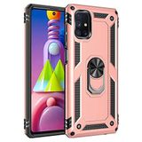 Aksesuarcim Samsung Galaxy M51 ile Uyumlu Kılıf Silikon Yüzük Standlı Araç Tutucu için Mıknatıslı Darbe Karşı Dayanıklı Koruma Tank İnce Kap Vega Rose Gold