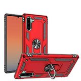 Aksesuarcim Samsung Galaxy Note 10 ile Uyumlu Kılıf Silikon Yüzük Standlı Araç Tutucu için Mıknatıslı Darbe Karşı Dayanıklı Koruma Tank İnce Kap Vega Kırmızı