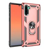 Aksesuarcim Samsung Galaxy Note 10 ile Uyumlu Kılıf Silikon Yüzük Standlı Araç Tutucu için Mıknatıslı Darbe Karşı Dayanıklı Koruma Tank İnce Kap Vega Rose Gold
