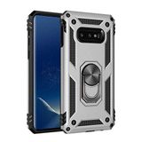 Aksesuarcim Samsung Galaxy S10E ile Uyumlu Kılıf Silikon Yüzük Standlı Araç Tutucu için Mıknatıslı Darbe Karşı Dayanıklı Koruma Tank İnce Kap Vega Gri