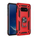 Aksesuarcim Samsung Galaxy S10E ile Uyumlu Kılıf Silikon Yüzük Standlı Araç Tutucu için Mıknatıslı Darbe Karşı Dayanıklı Koruma Tank İnce Kap Vega Kırmızı