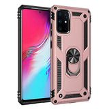 Aksesuarcim Samsung Galaxy S20 Plus ile Uyumlu Kılıf Silikon Yüzük Standlı Araç Tutucu için Mıknatıslı Darbe Karşı Dayanıklı Koruma Tank İnce Kap Vega Rose Gold