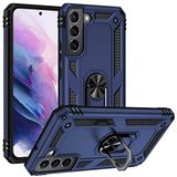 Aksesuarcim Samsung Galaxy S22 ile Uyumlu Kılıf Silikon Yüzük Standlı Araç Tutucu için Mıknatıslı Darbe Karşı Dayanıklı Koruma Tank İnce Kap Vega Lacivert