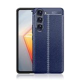 Aksesuarcim Samsung Galaxy S23 Plus için Kılıf Silikon Deri Görünümlü Lacivert
